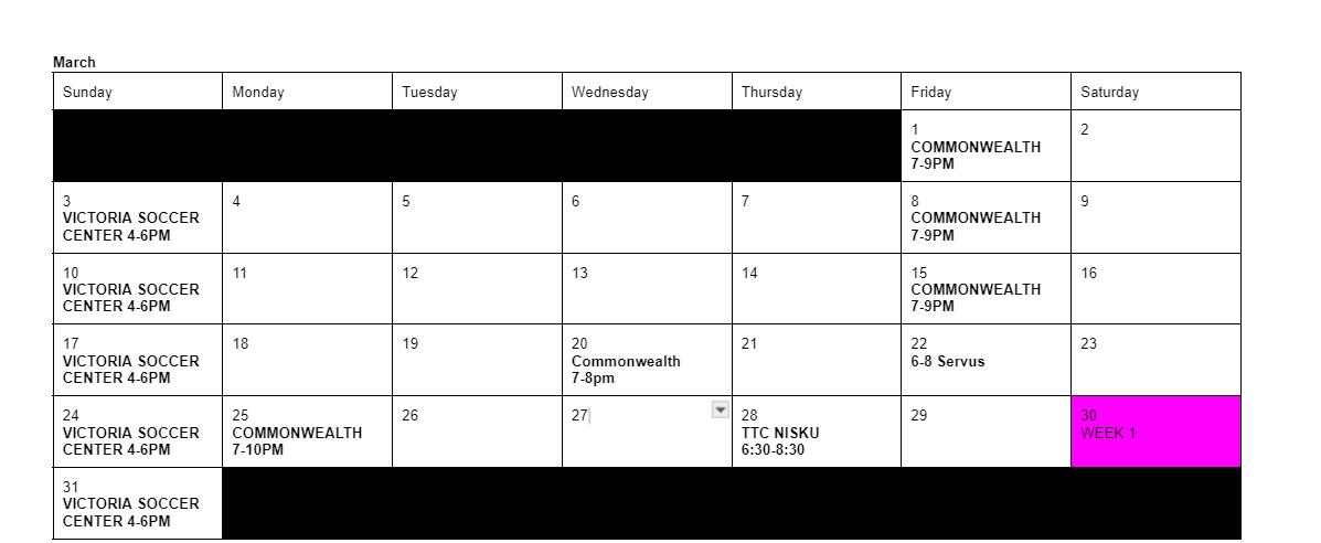 schedule 2024 - practice times